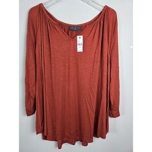 Lane Bryant Rust Orange Slub Knit V-Neck Tunic Top Plus Size 18/20 NWT! Comfort